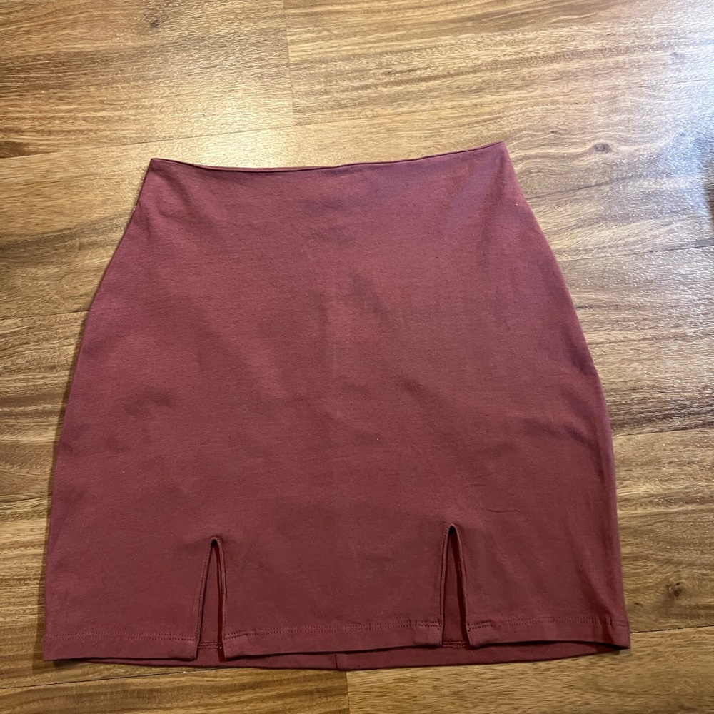 PacSun Maroon Mini Skirt with thigh slits